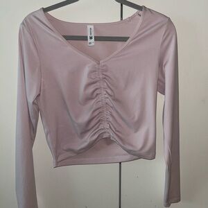 Women's Pink Ruched Long Sleeve Top
